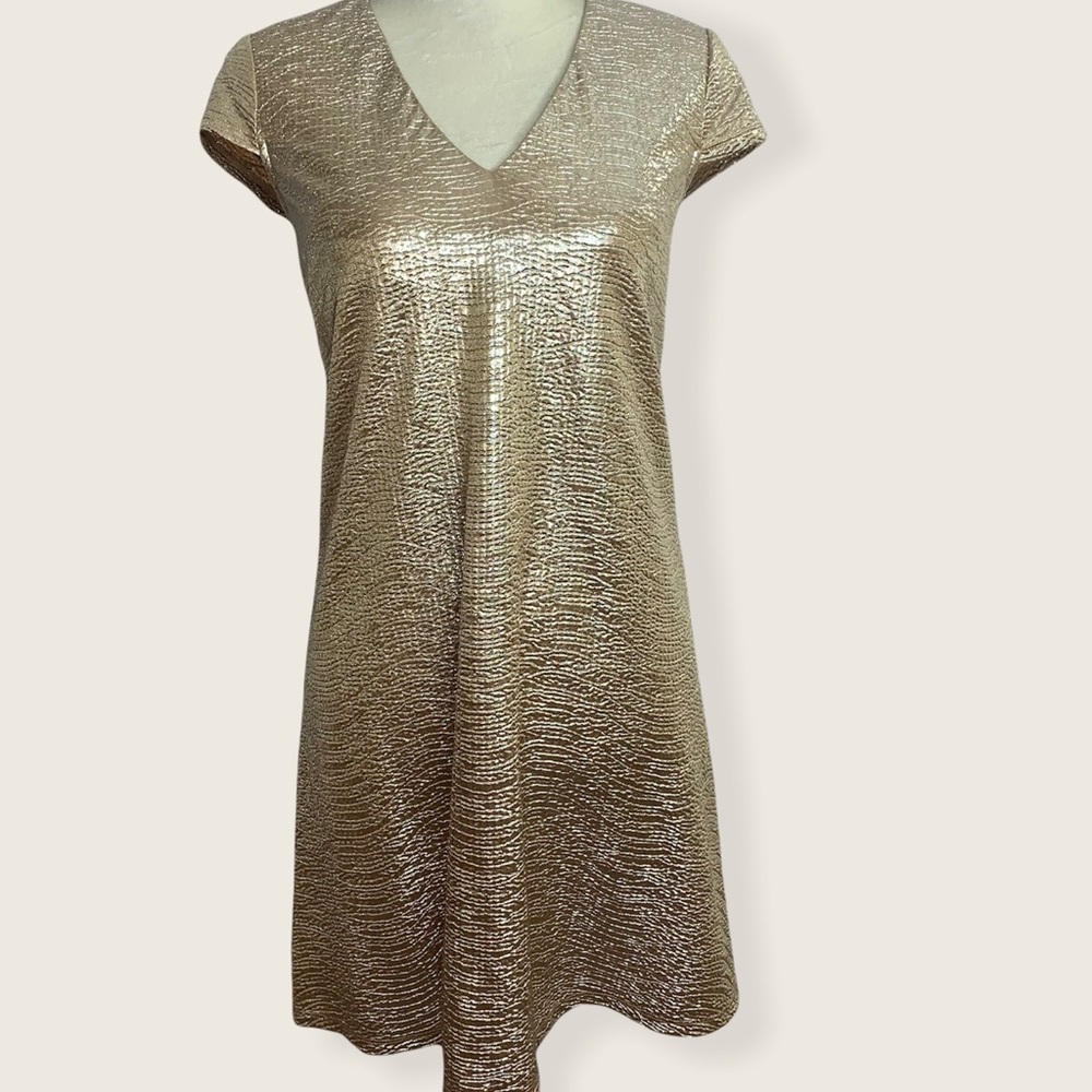 New with not tag julie Brown NYC- Gold Shimmer Cap Sleeve Dress  S